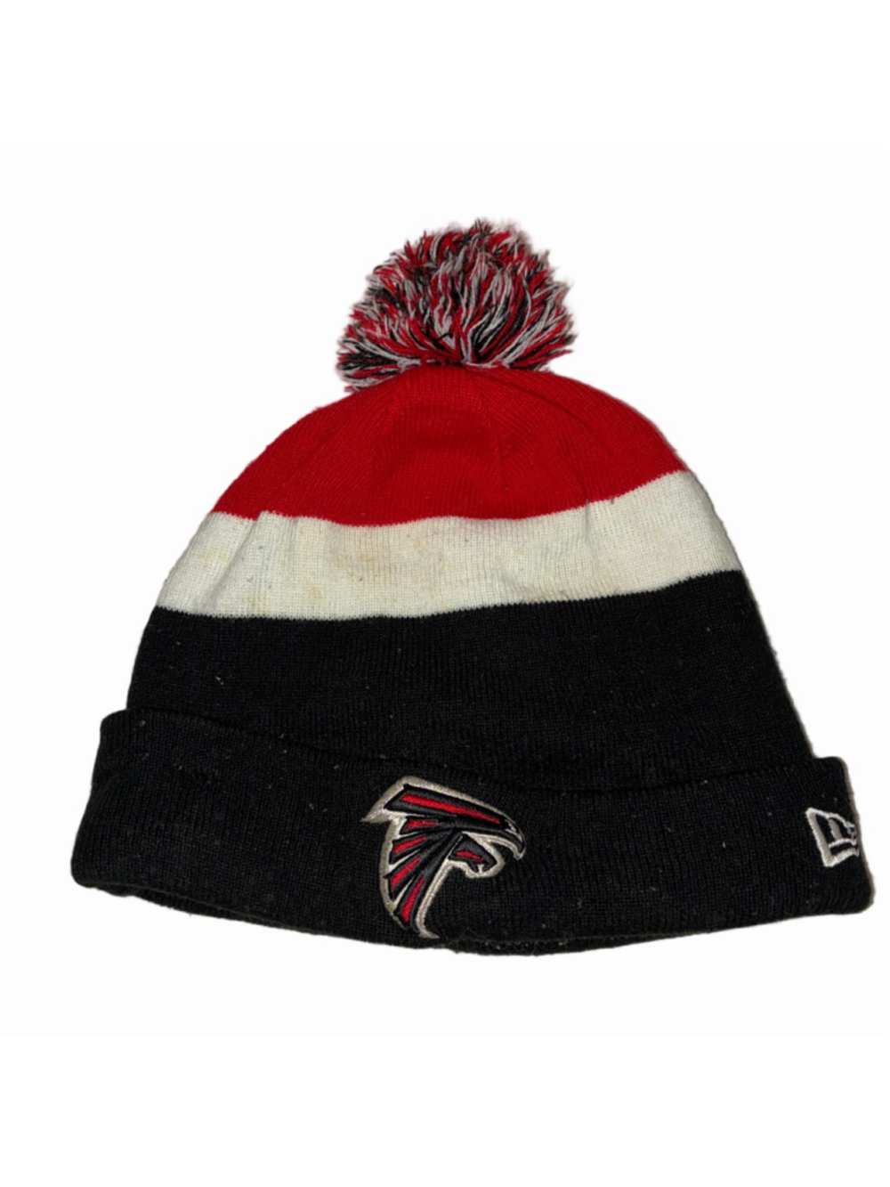 Men's New Era Atlanta Falcons NFL Pom Beanie Hat One Size Black Red White